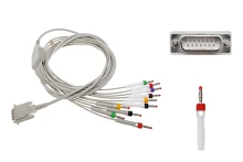 Kabel EKG nierozłączny, 10-odprowadzeniowy, wtyk bananowy 4mm, wtyk D-Sub 15-pin, dł. 70/110/150 cm