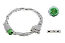 Kabel EKG do monitorowania rozłączny, 3-odprowadzeniowy, wtyk okrągły 12-pin, dł. 270 cm