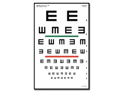 Tradycyjna Tablica optometryczna E - 6m - 23x35.5 cm
